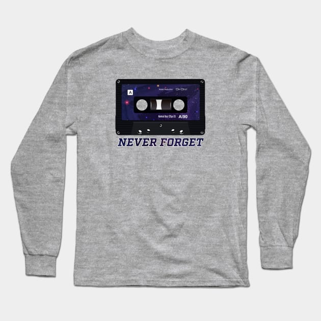 Cassette Audio Mix Tape Never Forget Nostalgic 1990s Long Sleeve T-Shirt by TGKelly